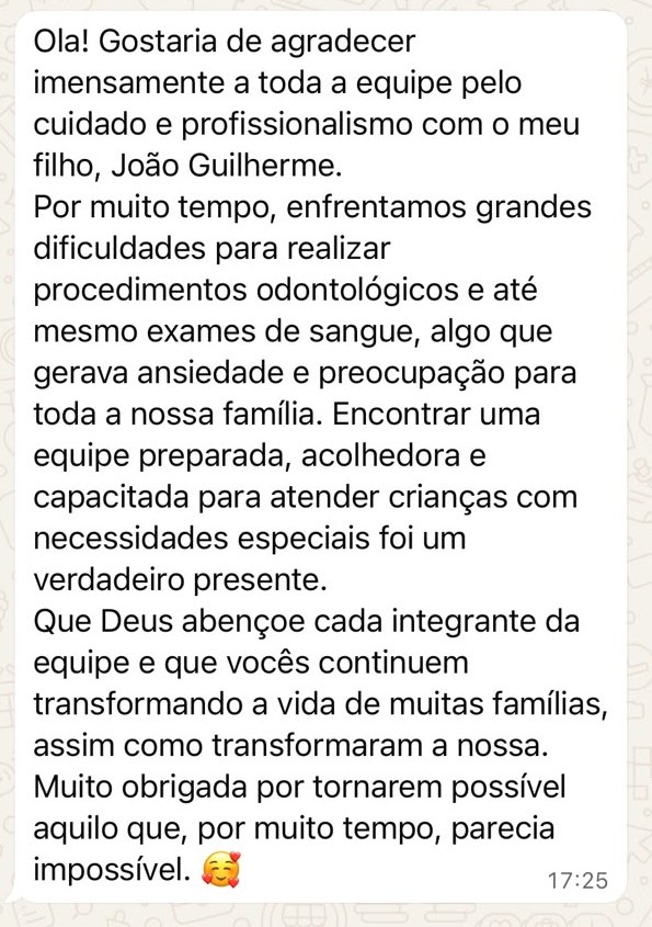 Depoimento de paciente no WhatsApp