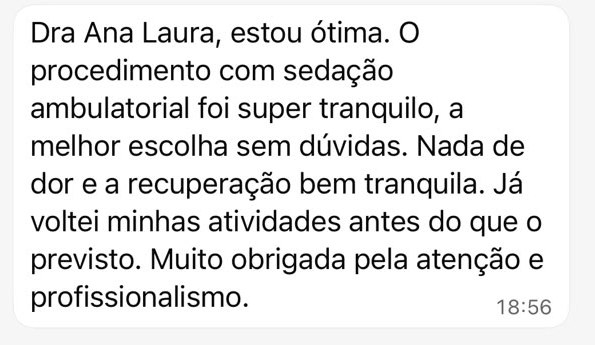 Depoimento de paciente no WhatsApp