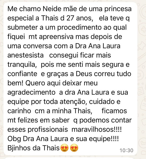 Depoimento de paciente no WhatsApp